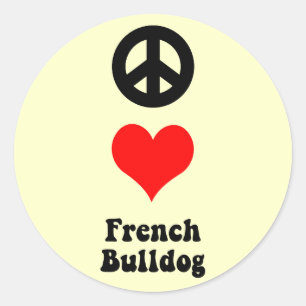Peace Liebe French Bulldog Runder Aufkleber