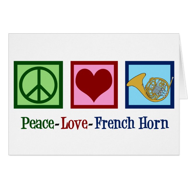 Peace Liebe French Horn Player Card (Vorderseite (Horizontal))