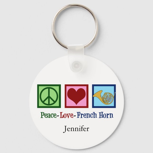 Peace Liebe French Horn Schlüsselanhänger (Vorderseite)