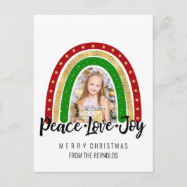 Peace Liebe Freude Frohe Weihnachts Rainbow Foto Feiertagspostkarte
