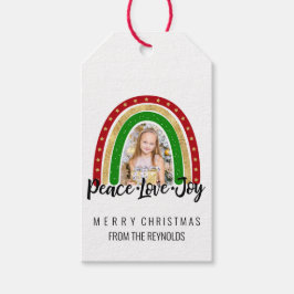 Peace Liebe Freude Frohe Weihnachts Rainbow Foto Geschenkanhänger
