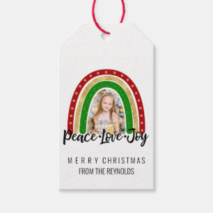 Peace Liebe Freude Frohe Weihnachts Rainbow Foto Geschenkanhänger