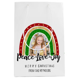 Peace Liebe Freude Frohe Weihnachts Rainbow Foto Mittlere Geschenktüte