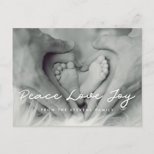 Peace Liebe Freude Minimalistisches Foto Postkarte (Vorderseite)
