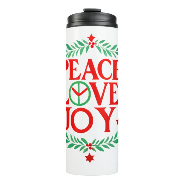 Peace Liebe Freude Weihnachten Feiertag Thermosbecher (Vorderseite)