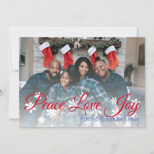 Peace Liebe Freude Weihnachten Ihr Foto Rotes Skri (Vorderseite)