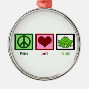 Peace Liebe Frogs Ornament Aus Metall