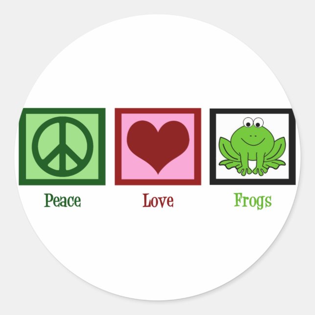 Peace Liebe Frogs Runder Aufkleber (Vorderseite)