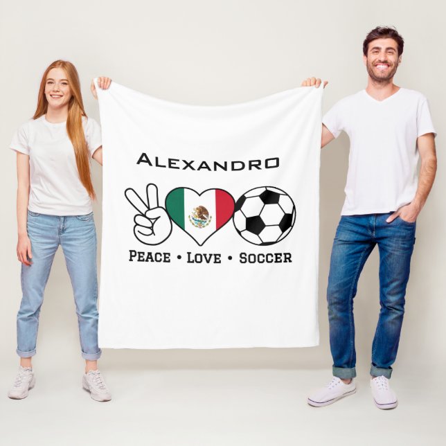 Peace Liebe Fußball-Fußball mit Namen Fleecedecke (Beispiel)