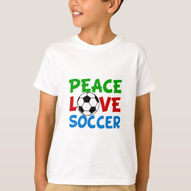 Peace Liebe Fußball Niedlich Kinder T-Shirt (Vorderseite)