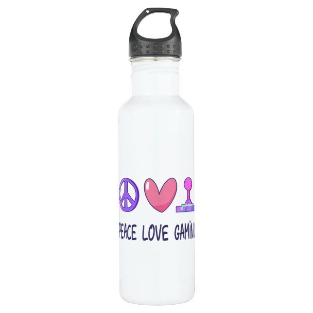 Peace Liebe Gaming Edelstahlflasche (Vorderseite)