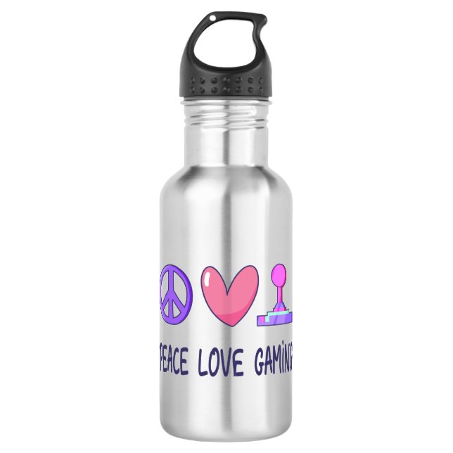 Peace Liebe Gaming Edelstahlflasche (Vorderseite)