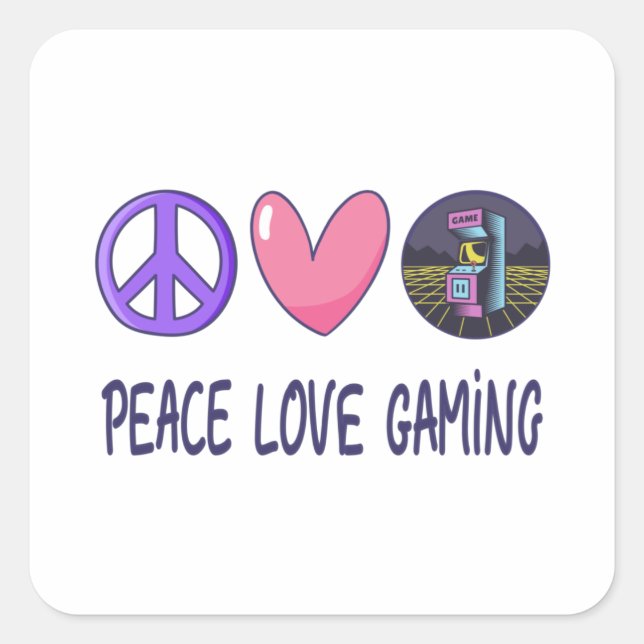 Peace Liebe Gaming Quadratischer Aufkleber (Vorderseite)
