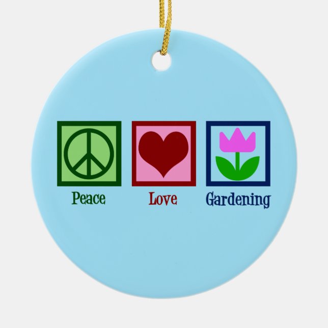 Peace Liebe Garening Niedlich Gardener Tulip Blume Keramik Ornament (Vorne)