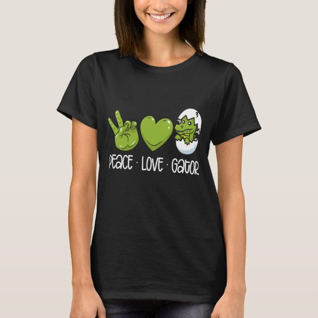 Peace Liebe Gators Backprint Alligator T-Shirt (Vorderseite)