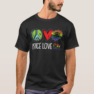 Peace Liebe Gay Pride Regenbogenflagge Sonnenblume T-Shirt