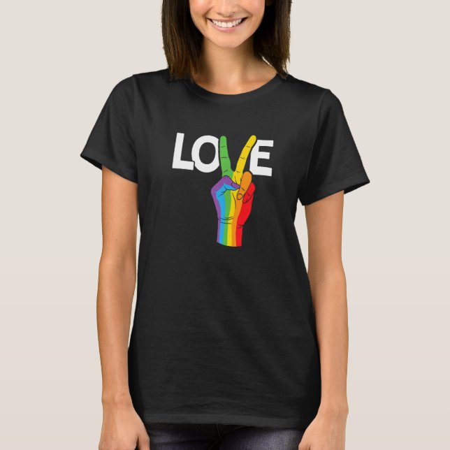 Peace Liebe Gay Rainbow Pride Lgbtq Transgender Di T-Shirt (Vorderseite)