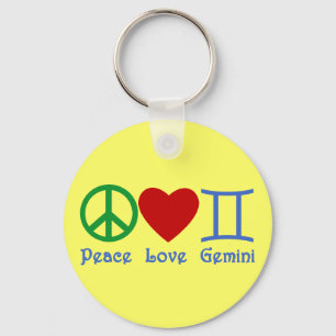 Peace Liebe Gemini Astrologisches Design Schlüsselanhänger