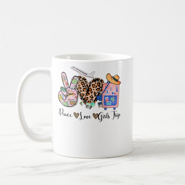 Peace Liebe Girls Trip Leopard Herzbeutel erhöhen Kaffeetasse (Links)