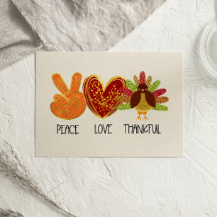 Peace Liebe Glücklicher Glitzer Erntedank-Karte
