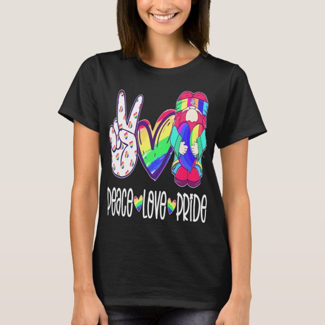 Peace Liebe Gnome Peace Liebe Gnomes Hearts Decor T-Shirt (Vorderseite)