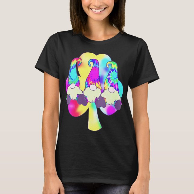 Peace Liebe Gnome Rainbow Clover Hippie Gnome Deco T-Shirt (Vorderseite)