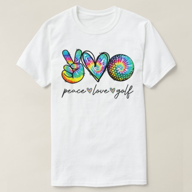 Peace Liebe Golf Gefärbte Krawatte Niedlich Golf L T-Shirt (Design vorne)