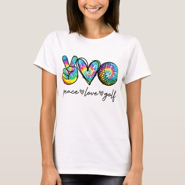 Peace Liebe Golf Gefärbte Krawatte Niedlich Golf L T-Shirt (Vorderseite)
