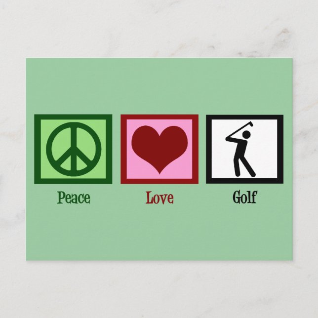 Peace Liebe Golf Postkarte (Vorderseite)