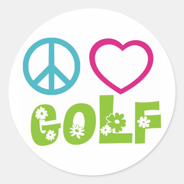Peace Liebe Golf Runder Aufkleber (Vorderseite)