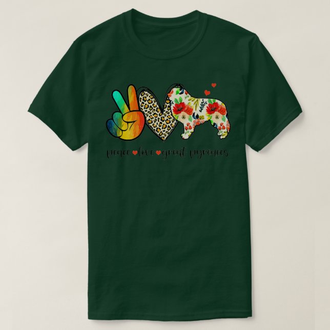 Peace Liebe Great Pyrenäen Funny for Dog Lover T-Shirt (Design vorne)