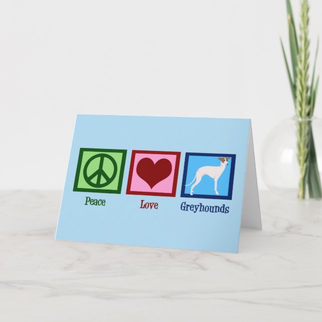 Peace Liebe Greyhounds Feiertagskarte (Vorderseite)