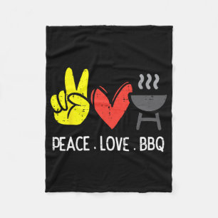 Peace Liebe Grillen Retro Byrbecue Meat Grilling M Fleecedecke