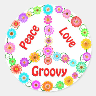 Peace Liebe Groovy Runder Aufkleber