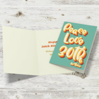 Peace Liebe Groovy Sunset Retro 30th Happy Birthda Karte