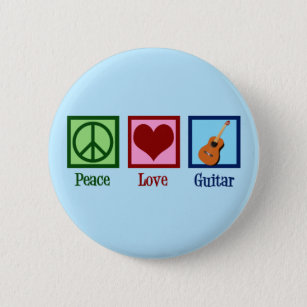 Peace Liebe Guitar Niedlich Blue Gitarrist Button