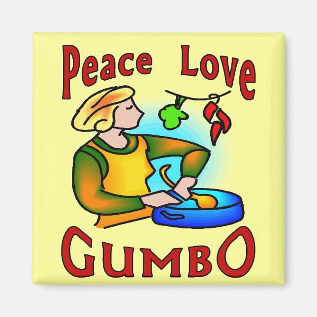 Peace Liebe Gumbo Magnet (Vorne)