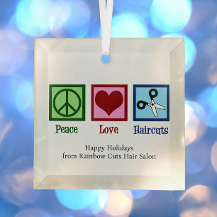 Peace Liebe Haarschnitte Custom Hair Salon Weihnac Ornament Aus Glas