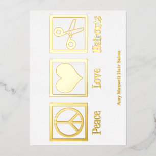 Peace Liebe Haarschnitte Custom Hair Stylist Salon Folien Feiertagskarte