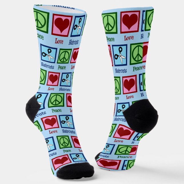 Peace Liebe Haircuts Custom Hair Stylist Weihnacht Socken (Gewinkelt)