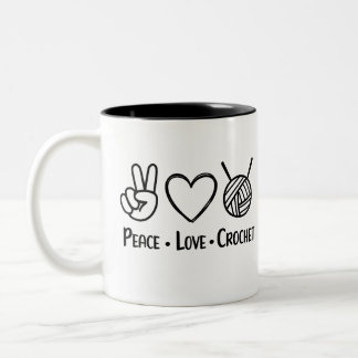 Peace Liebe Häkeln Zweifarbige Tasse