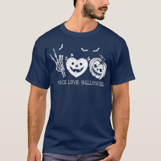 Peace Liebe Halloween Hand, Heart Pumpkin T-Shirt