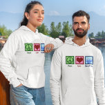 Peace Liebe Hanukkah Hoodie<br><div class="desc">Liebe Hanukkah unisex hoodie für einen jüdischen Mann oder eine jüdische Frau, die Chanukah gerne feiern. Ein hübsches Friedenszeichen, ein Herz und eine wunderschöne Menorah.</div>