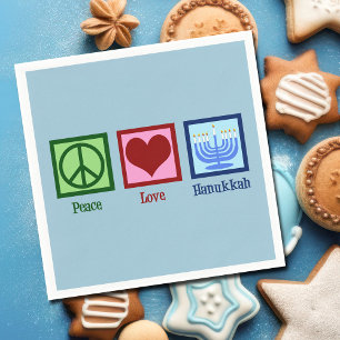 Peace Liebe Hanukkah Menorah Niedliches blaues Par Serviette