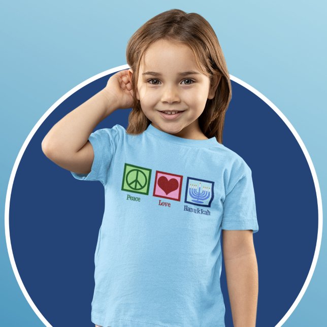 Peace Liebe Hanukkah Niedlich Girl's Blue T-Shirt (Von Creator hochgeladen)