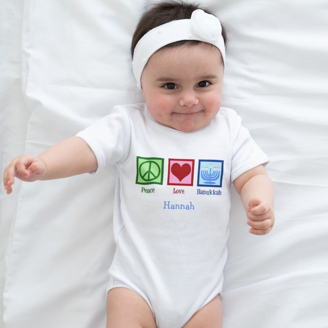 Peace Liebe Hanukkah Niedlich Personalisiert Baby Strampler (Von Creator hochgeladen)