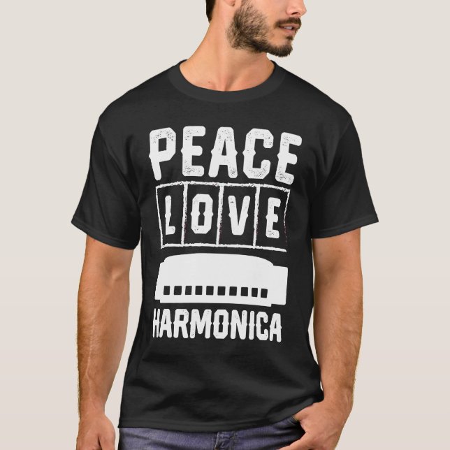 Peace Liebe Harmonica T-Shirt (Vorderseite)