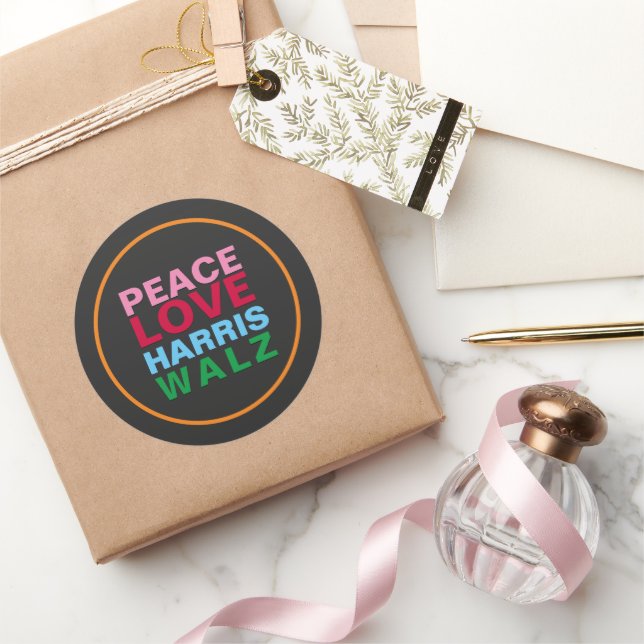 PEACE LIEBE HARRIS WALZ Rosa Blau Runder Aufkleber (Schenken)