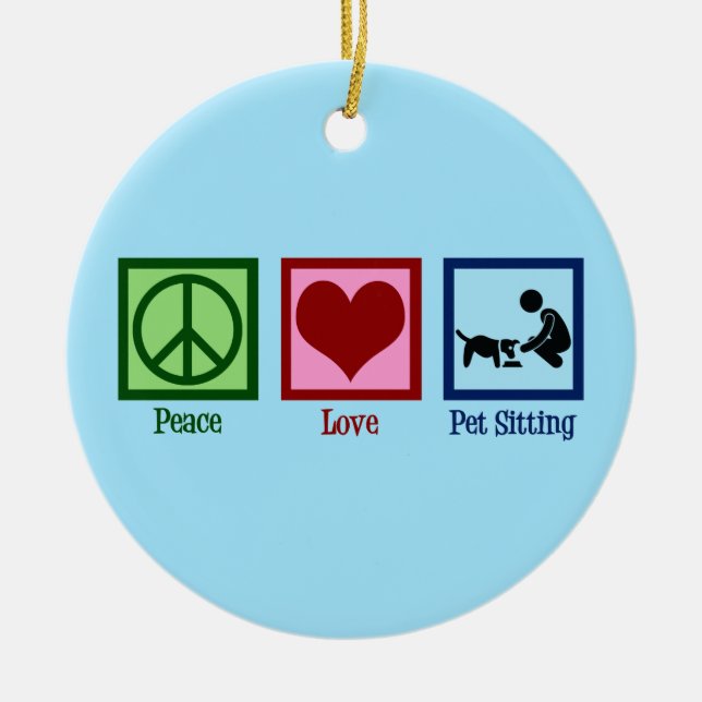 Peace Liebe Haustier Sitzender Hundewanderdienst Keramik Ornament (Vorne)