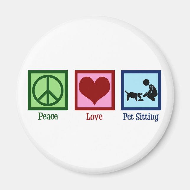 Peace Liebe Haustier Sitzender Hundewanderdienst Magnet (Vorne)